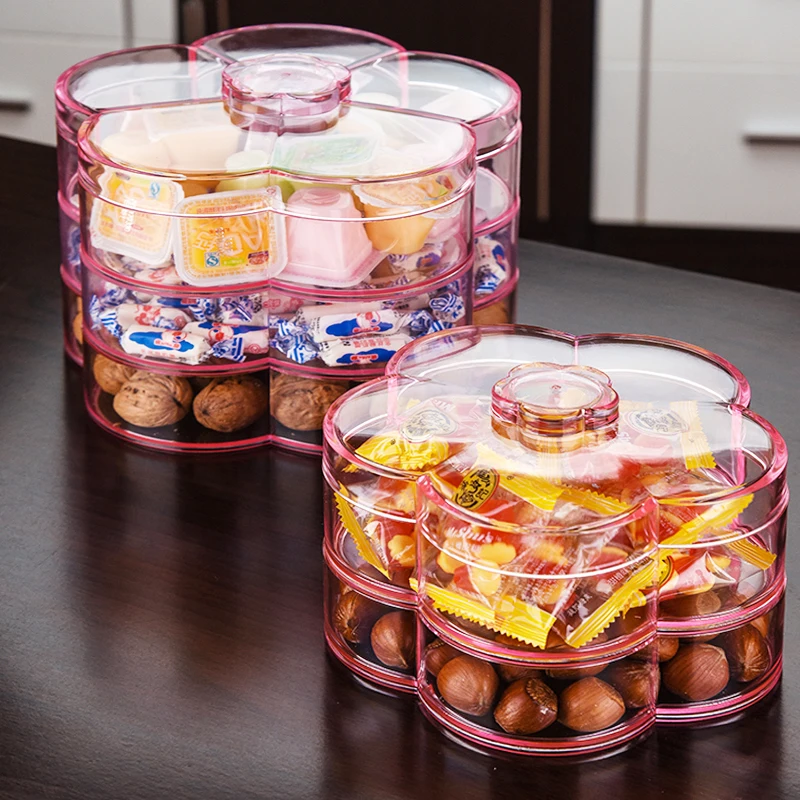 

Multi-layered Dried Fruit Candy Box Partition Transparent Acrylic Plastic Stackable Container With Cover Snack C6C080X6