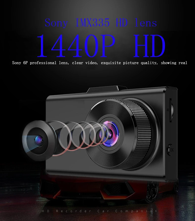 3 0 дюймовый 2K передний 1440P full HD Автомобильный видеорегистратор задний 1080P