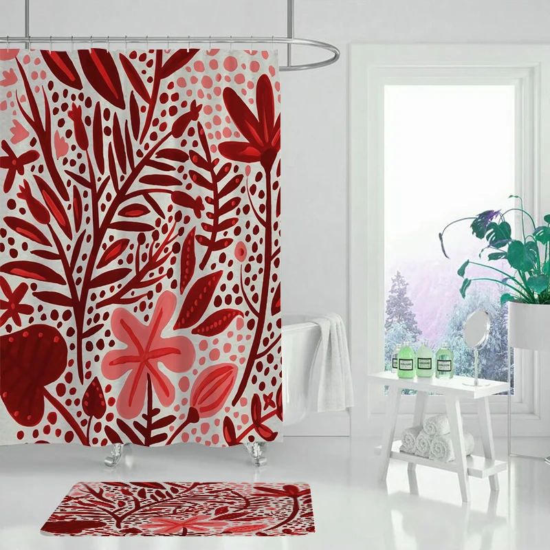 Водонепроницаемая Сетка из полиэстера с принтом деревьев для душа шторы ванной