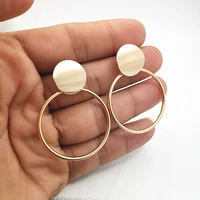 fashion round hollow pendant big earrings irregular metal geometric earrings for women party jewelry wholesale