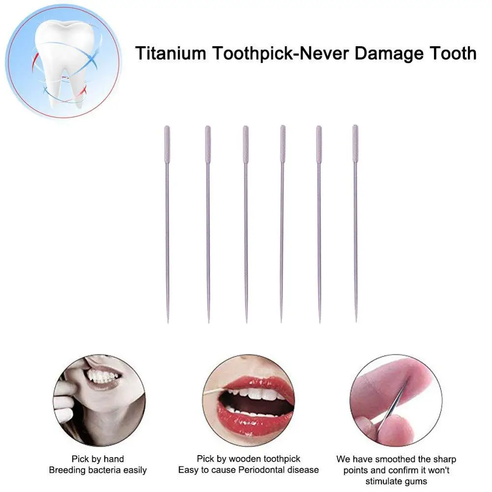 Титановые зубочистки 6 шт. декоративные портативные уличные Диспенсер Для