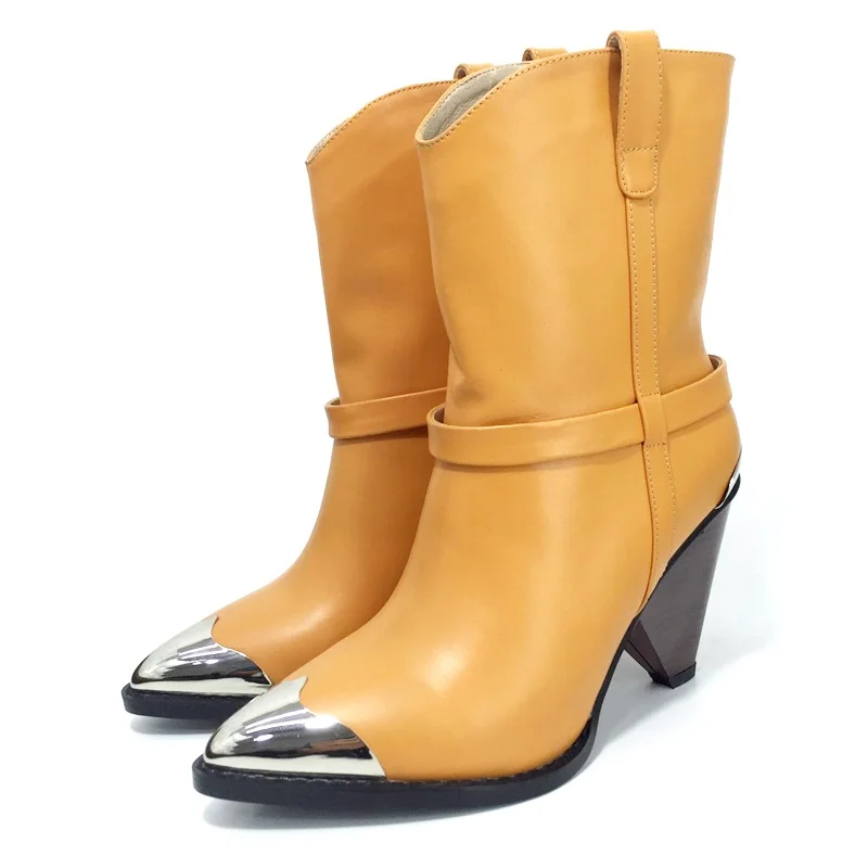 Новые модные Подиумные женские туфли черного цвета; Туфли на металлической шпильке Ботильоны с острым носком для женская брендовая обувь пикантные туфли на высоком каблуке-шпильке пинетки Mujer