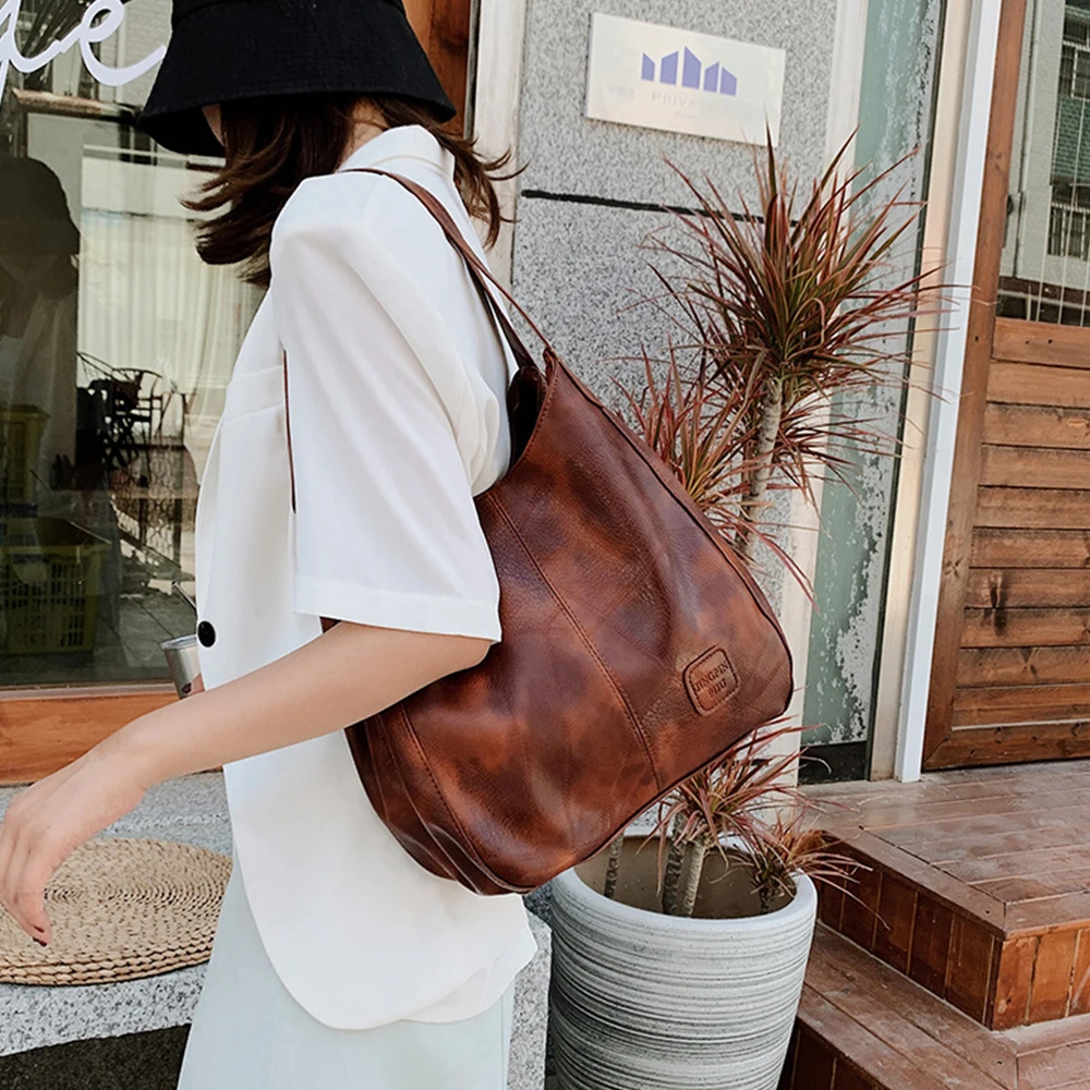 

Women Handbags Vintage Luxury Leather Shoulder Bag Designers Women's Large Bag Fashion Female Top-handle Bags