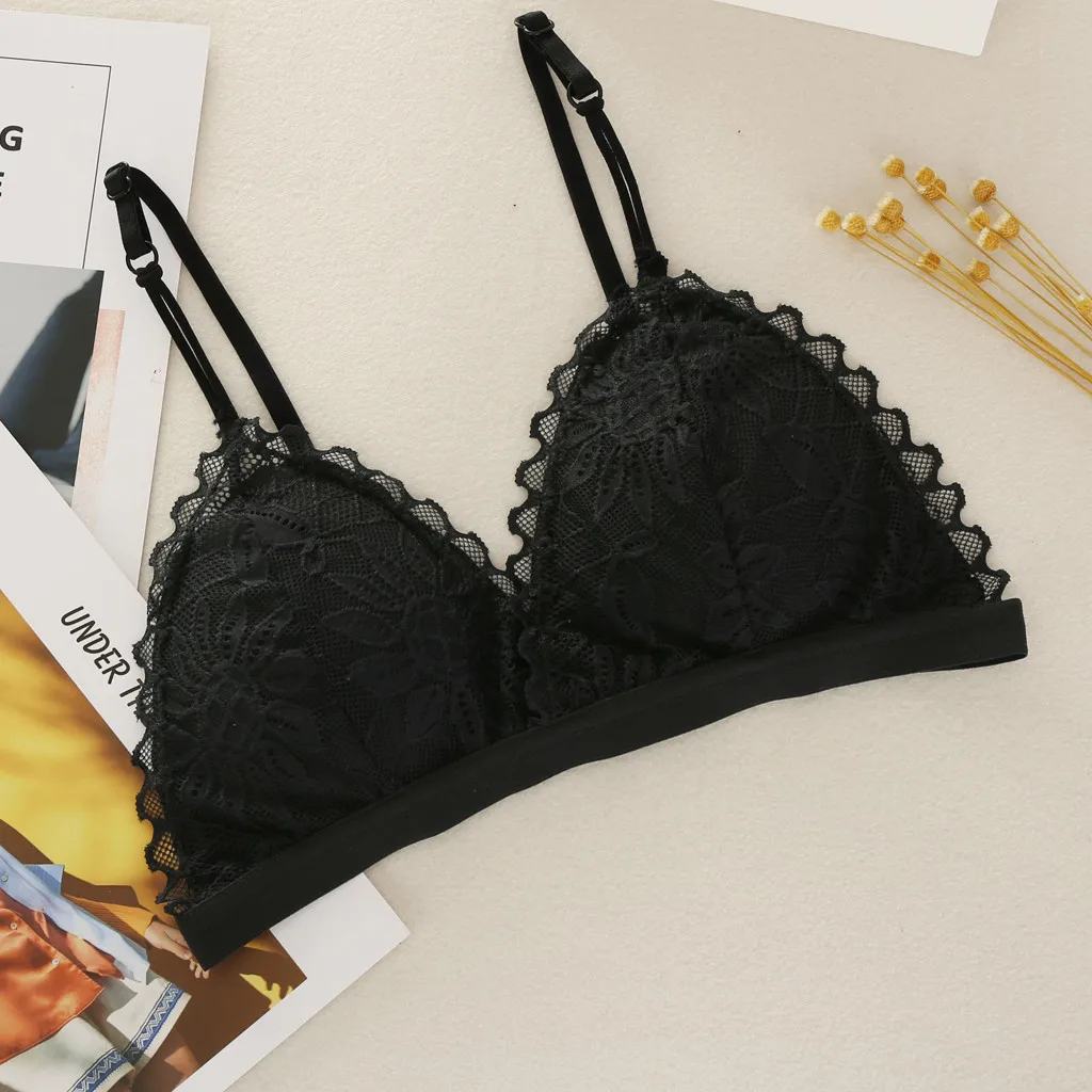 

Home&Nest Sexy Woman Ring-Free Lace Bra Wire Free Bralette Lingerie Female Seamless Unpadded Adjustable Brassiere Intimates Bras