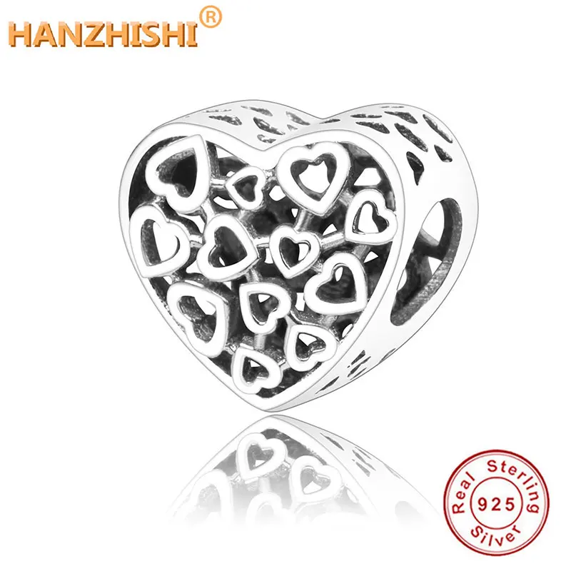 Осенняя коллекция 2017 ажурные бусины-шармы в форме сердца подходят для