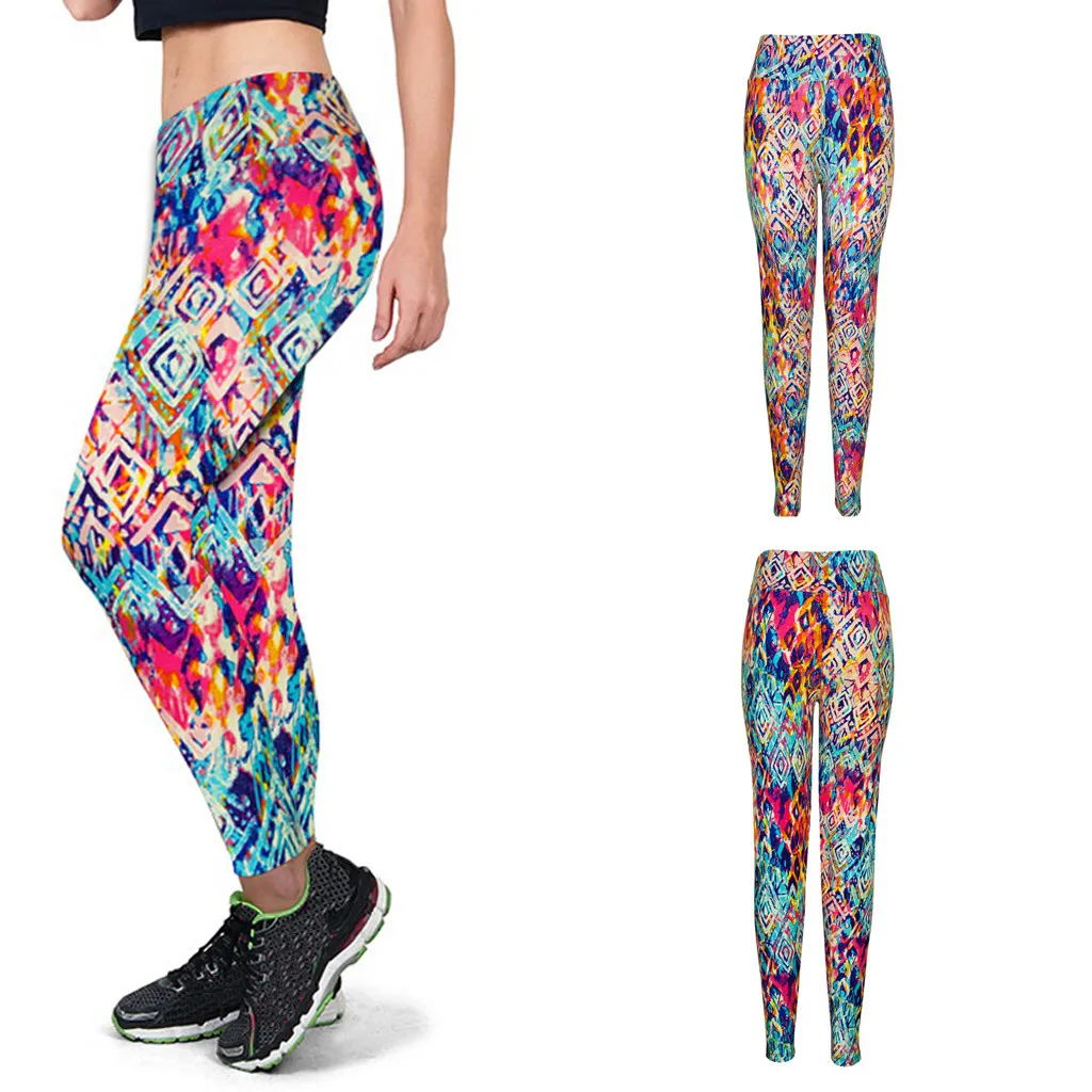 Новый Повседневные леггинсы с принтом Леггинсы для фитнеса женщин спортивные