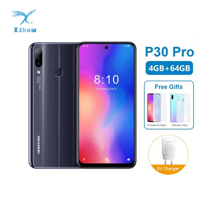 Глобальная версия HOMTOM P30 pro MT6763 Восьмиядерный 4 Гб 64 Гб Смартфон 6,41 дюймов Android 9,0 задняя 13 МП Тройная камера мобильный телефон