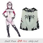 Костюмы для косплея девушки паук-Гвен белые толстовки из спандекса с головным убором костюмы подходят для Хэллоуина Доставка 24 часа