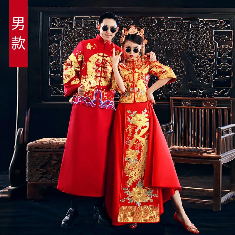 Свадебное платье в китайском стиле свадебное с Фениксом китайская новая