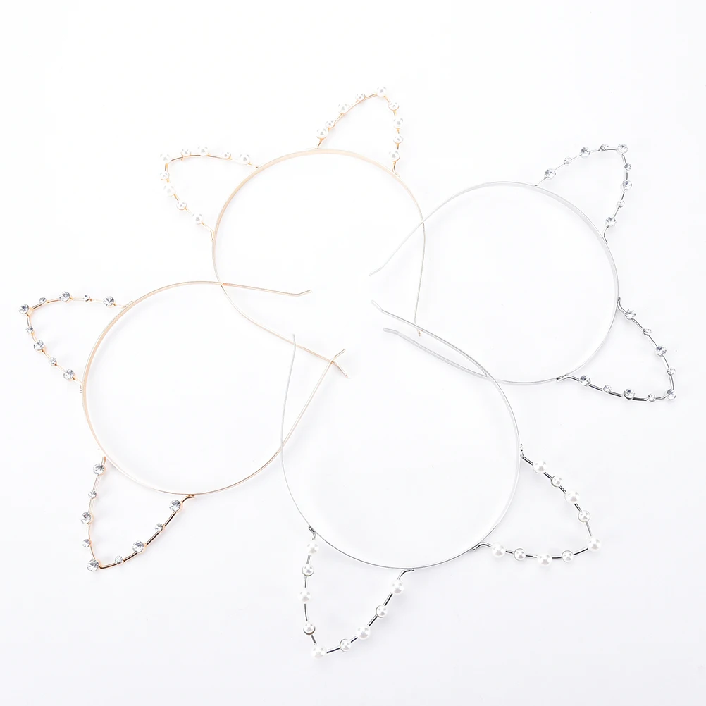 

Hoop Hair Accessories Pearl Headdress For Women Party Gift Cat'S Ears Headbands Imitation Pearl Cat Ears Headbands