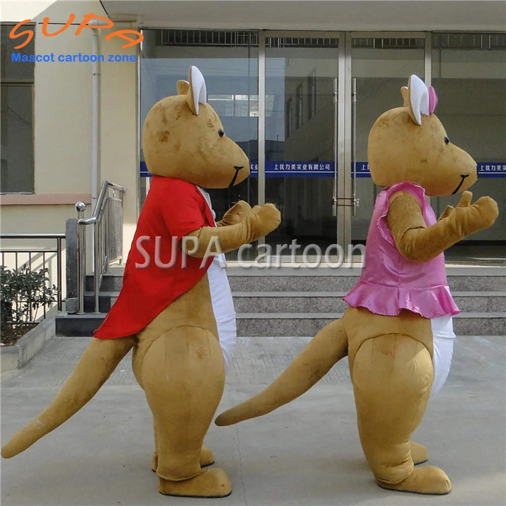 

Promotional cute adult couple plush Kangaroo animal mascot costumes,custom mascot for commercial