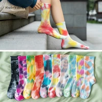 new fashion men and women socks cotton colorful high quality happy funny tie dye cute art harajuku hip hop weed girls tube socks