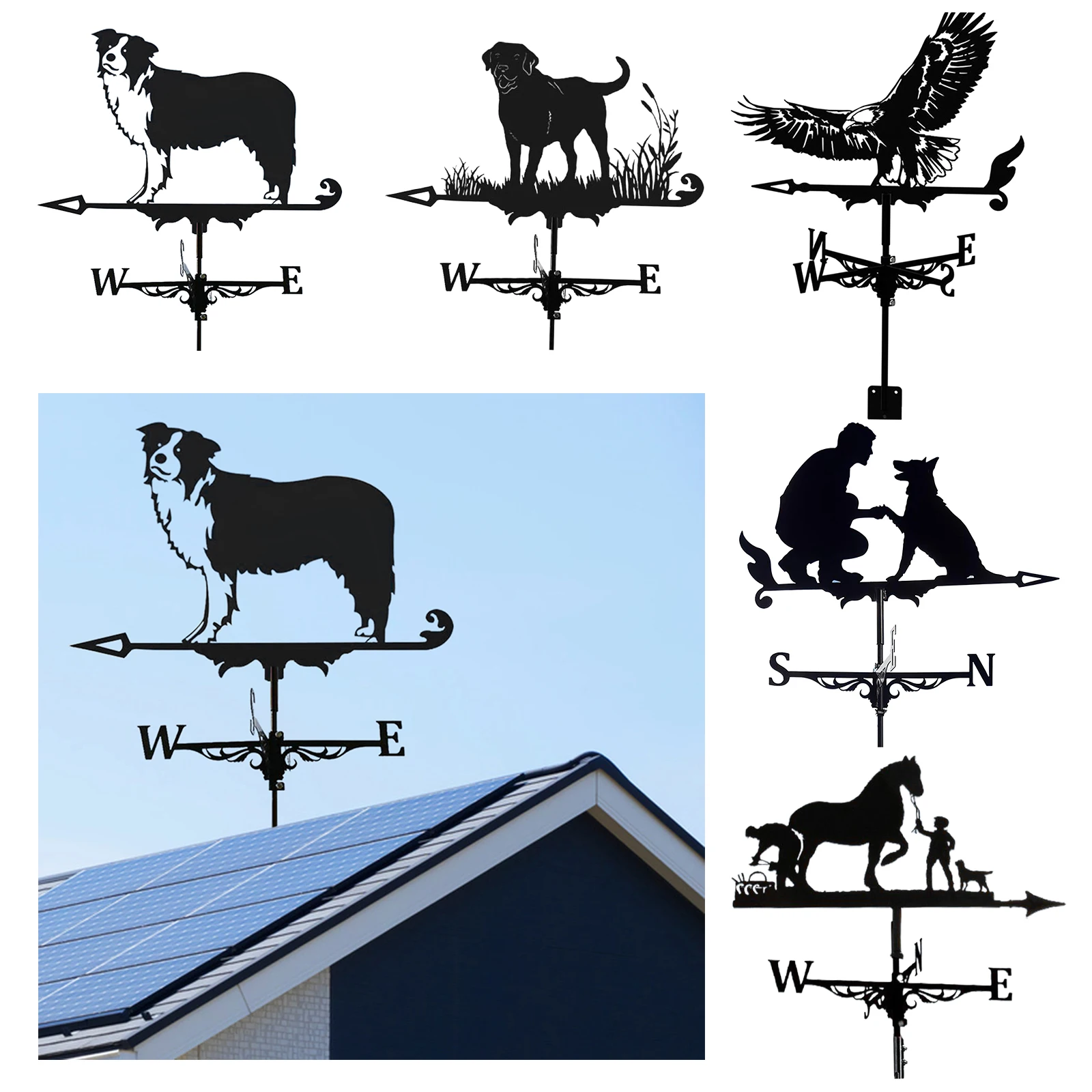

Farmhouse Weather Vane Garden Roof Mount, Wind Direction Indicator Outdoor Yard Lawn Patio Metal Bracket Weather Vane Ornaments
