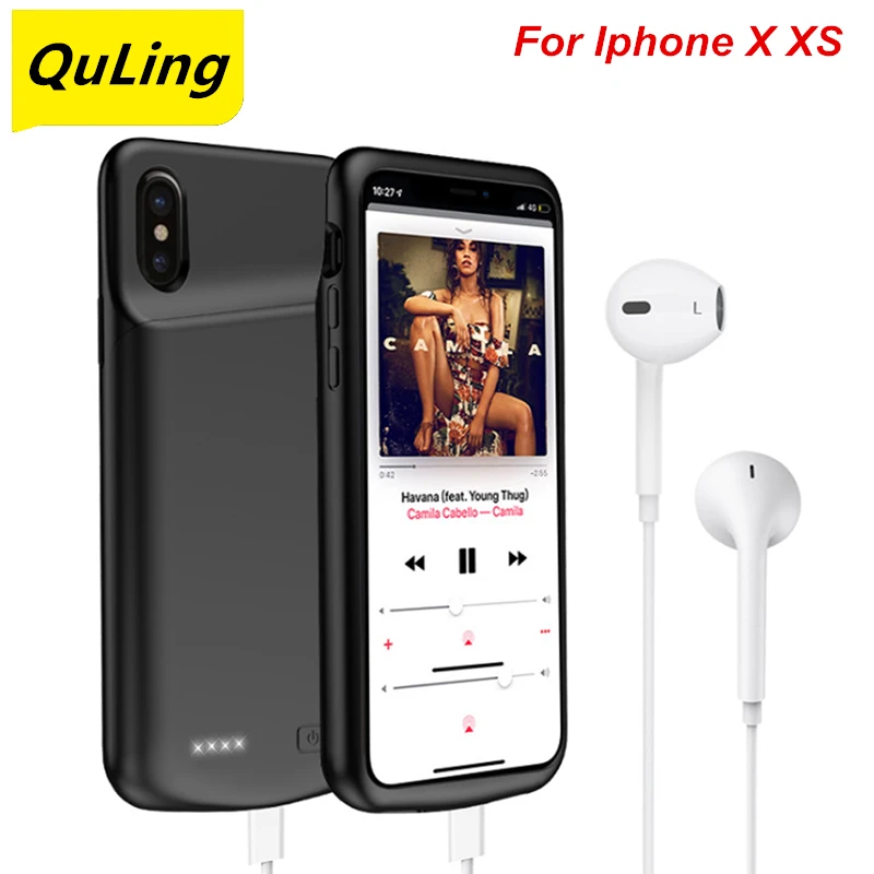 QuLing 4000 мАч для IPhone X чехол аккумулятора XS силиконовый гелевый Аккумулятор с