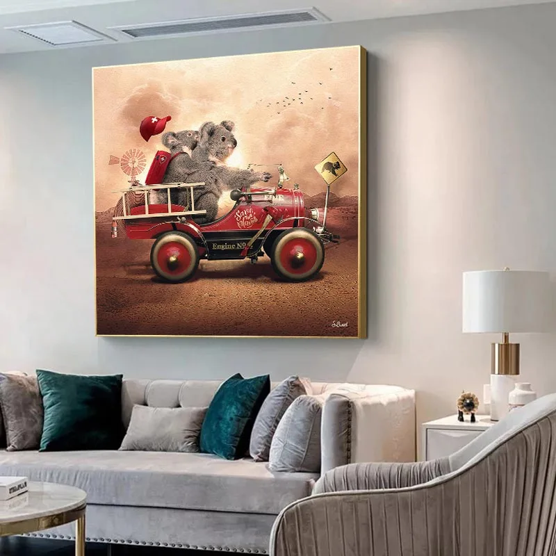 Мультфильм коала вождение в Приключения скандинавские плакаты и принты