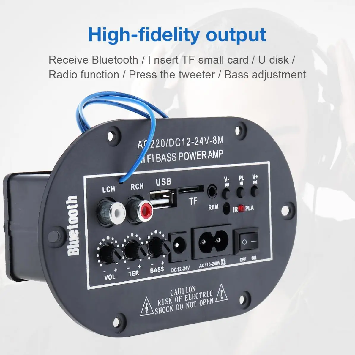 Автомобильный аудио усилитель мощности 8 дюймов Hi-Fi Bluetooth 25 Вт FM радио плеер