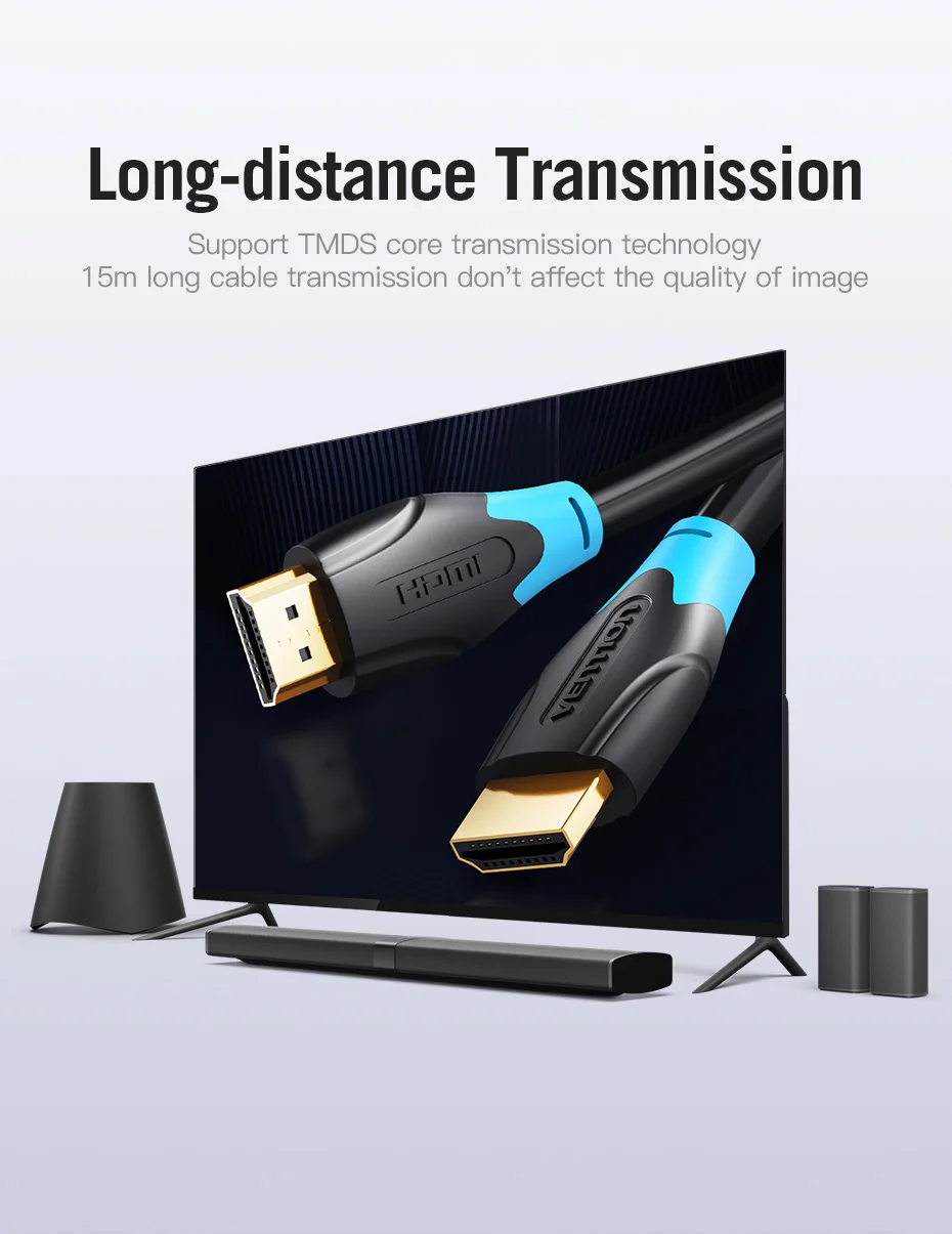 Vention HDMI кабель 4K HDR позолоченный папа-папа HDMI 2,0 V 1080P 3D для проектора PS3 HD lcd Apple tv компьютерный кабель HDMI