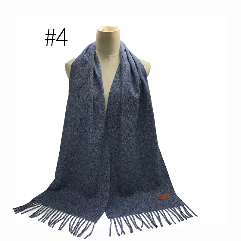 Новые зимние однотонные простые теплые мужские кашемировые шарфы с кисточками