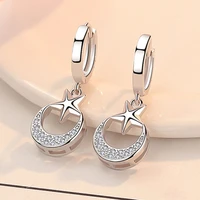 kofsac exquisite zircon moon creative star earrings for women 925 sterling silver jewelry earring lady anniversary accessories