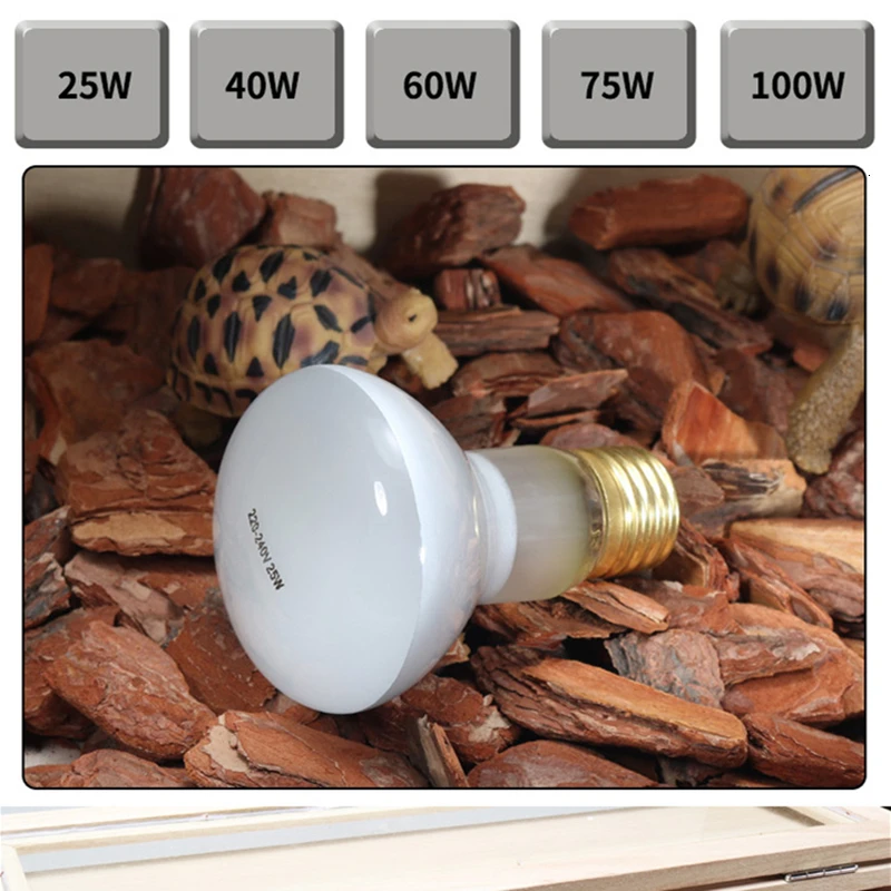 Pet Reptiles Tortoise Gecko Feeder Lighting UVA Lamp Heating Keep Warm 220V-240V 25W~100W Free Size  Дом и