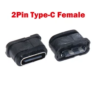 1 10pcs type c 2p 2pin usb 3 1 connector welding wire female waterproof female socket rubber ring fast charging port