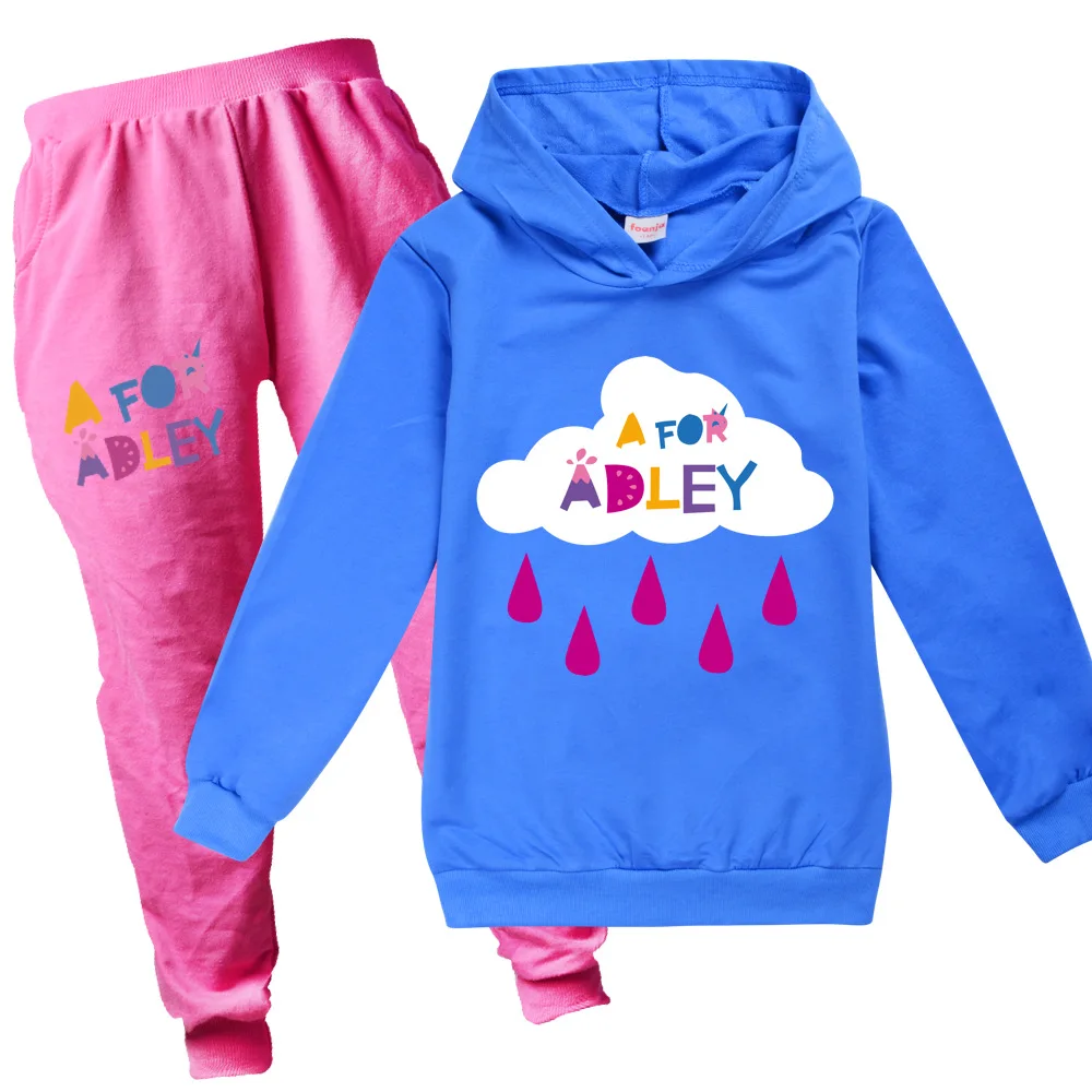 A for Adley Kids Girls Hoodie Sweatshirts+Pants Autumn Spring Children's Clothing Cartoon Costume Baby Boy Clothes 2-piece Suits