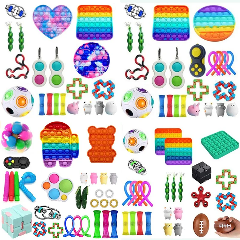 Sensory Fidget Toys Pack Stress Anxiety Relief Tools Bundle Figetget Toys Set for Kids Adults, Stress Balls Stress Relief Rings