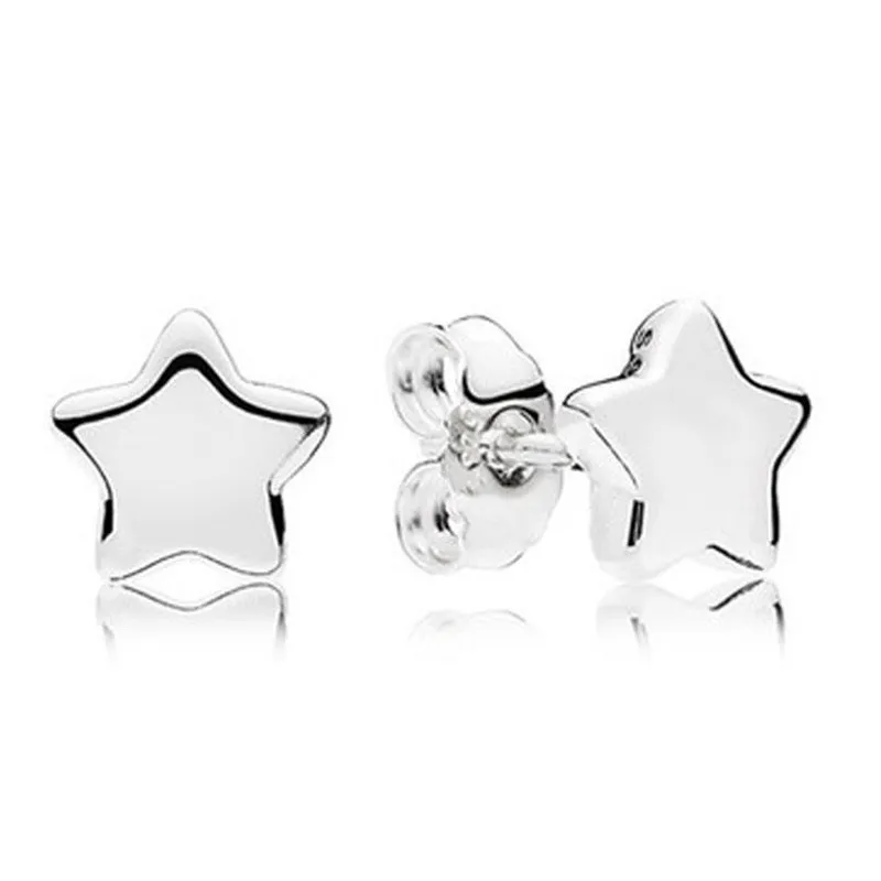 

New Exquisite Pentagram And Heart With Crystal Snowflake 925 Sterling Silver Pan Earrings For Women Europe Diyjewelry