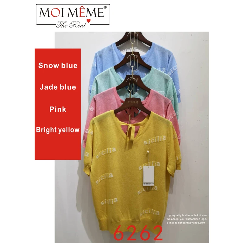 

2021New style for women designer women's fashion knitwear college students youth version women's short-sleeved V-Neck knitwear