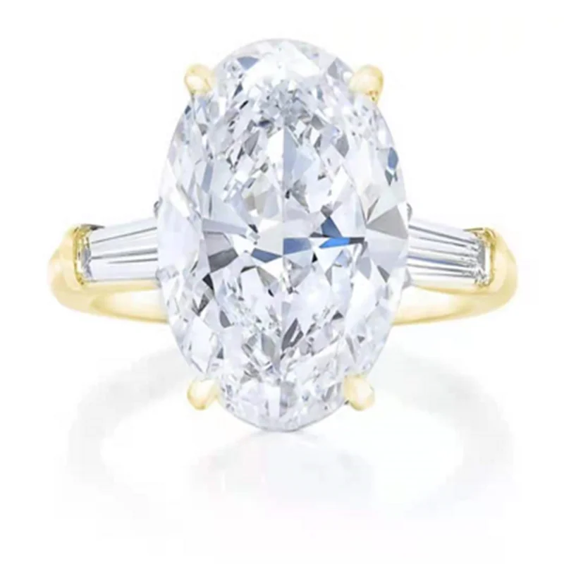 

Elegant Ladies Wedding White Dazzling AAA CZ Rhinestone Oval Crystal Ring for Engagement Party Jewelry Size 6-10