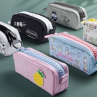 1pc large capacity fabric pencil case cute animals cat pencilcase school supplies stationery gift pencil bag student pen bag