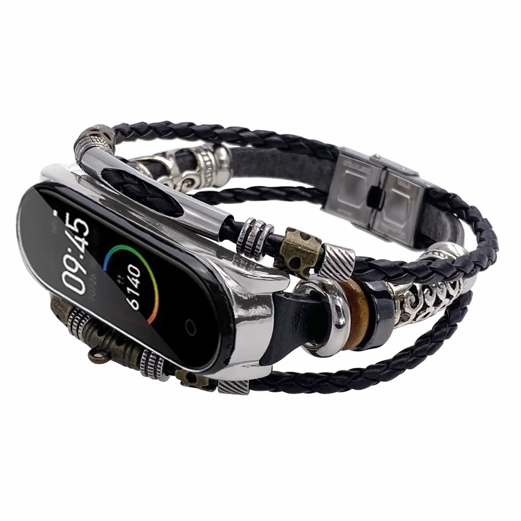 Сменные кожаные браслеты с бусинами плетеные разноцветные спортивные модные