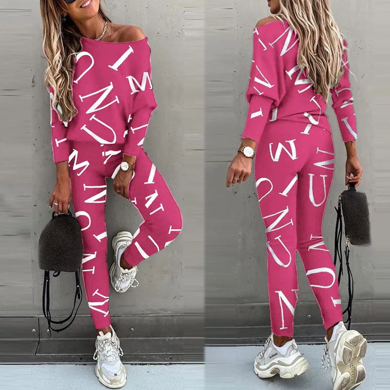 

Fall 2021 New Blast European and American Women's Letter Printed Long Sleeve Long Pants Casual Set