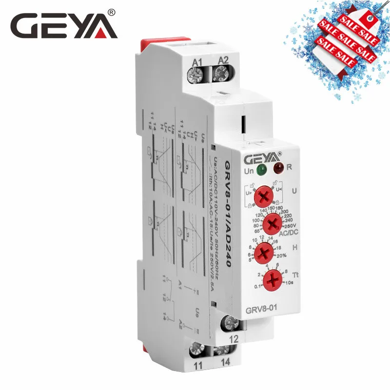 GEYA GRV8-01 Однофазное реле напряжения регулируемое выше или под защитой напряжения монитор реле с светодиодный дисплей