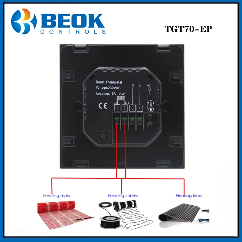 Beok TGT70 серии терморегулятор цифровой нагревательный термостат для электрического, водяного подпольного отопления системы термо регулятор