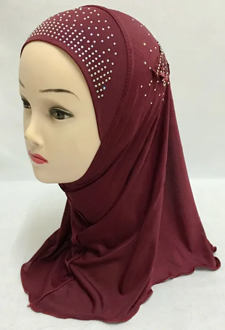 Tassel Burgundy Мусульманский красивый хиджаб для девочек, исламский шарф в арабском стиле, шали с цветочным узором - Цвет: Tassel Burgundy