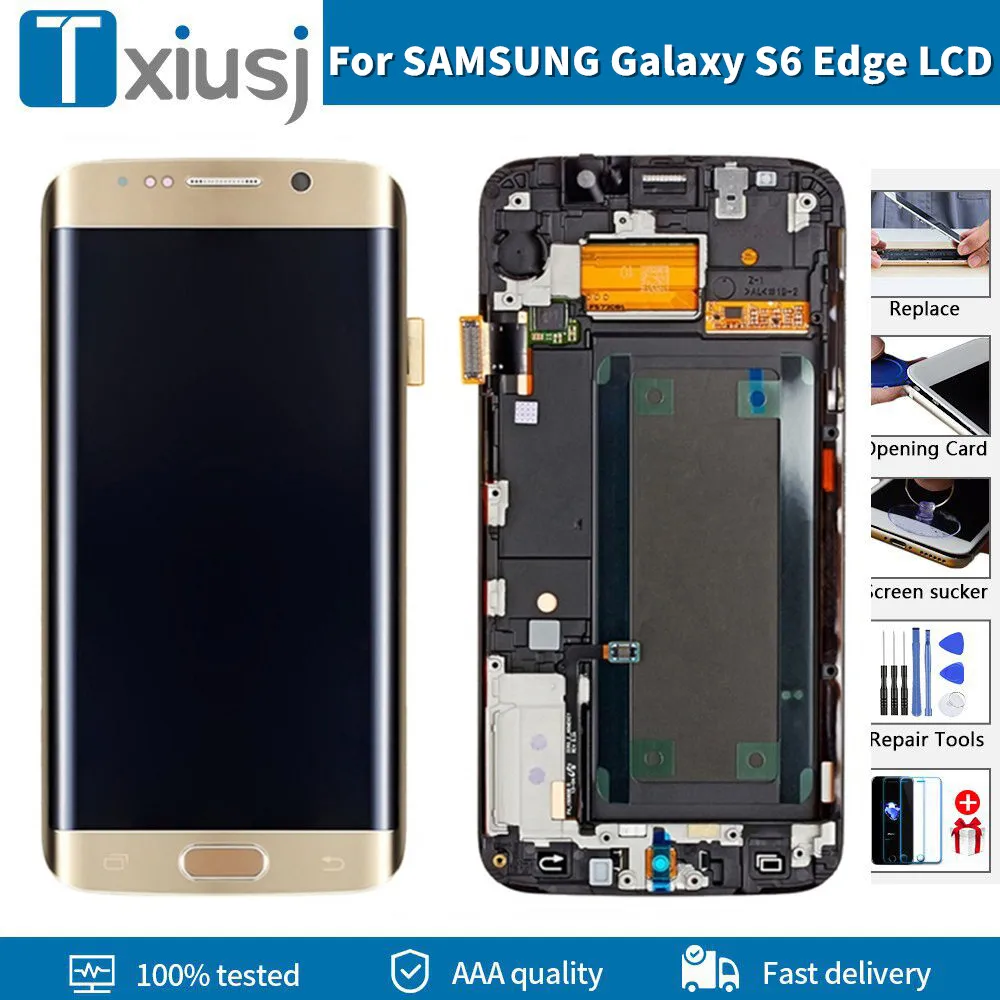 5,1 'оригинальный AMOLED ЖК-дисплей для SAMSUNG Galaxy S6 EDGE дисплей дигитайзер сенсорный экран для S6 Edge G925F G925 ЖК-дисплей с ожоговым тенем
