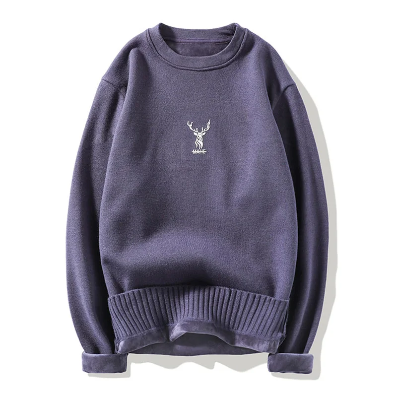 

Новинка 2021, мужской свитер, куртка, Однотонный свитер с буквенной вышивкой, плотный пуловер с длинным рукавом, повседневная одежда, мужская ...