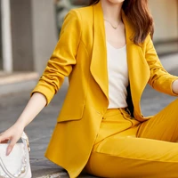 korean autumn and winter velvet business wear womens jacket and pants wine red golden velvet suit womens suit two piece pants