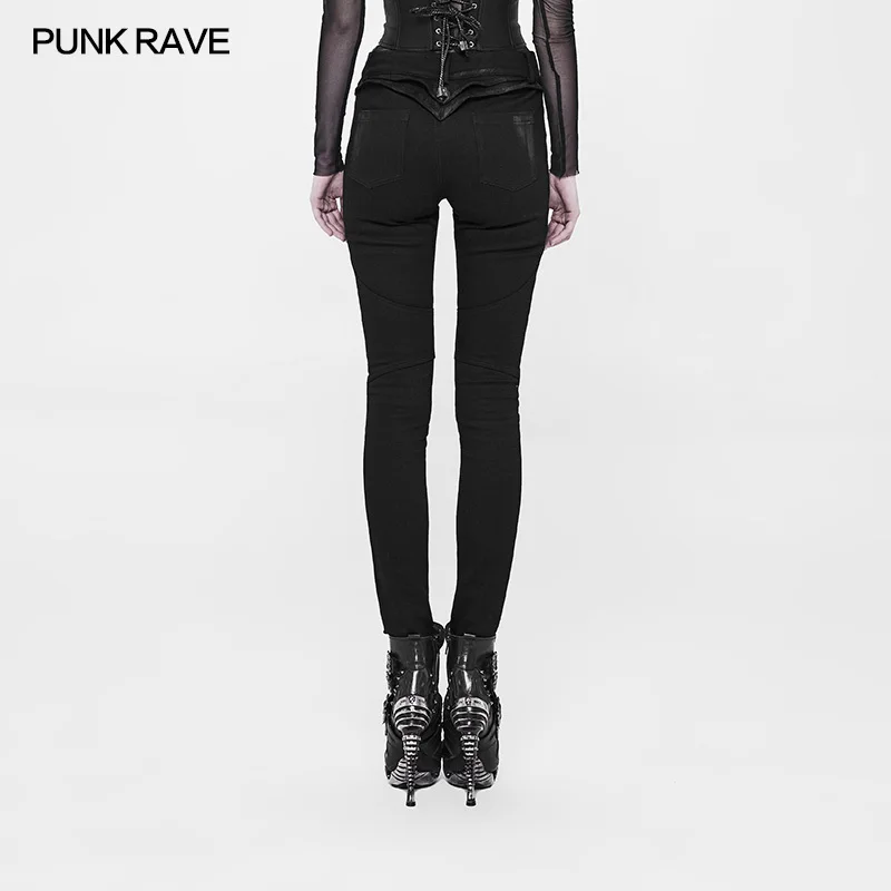 Punk Retro Streetwear Personality Long trousers Gothic Fashion Casual Rivet Skull Slim-Fitting Women Pants Punk Rave WK-331XCF