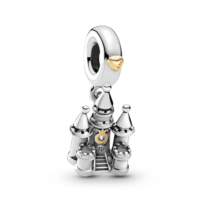 

New Product 925 Sterling Silver the Two-tone Castle Dangle Charm Beads fit Original Bracelet Silver 925 Jewelry Making