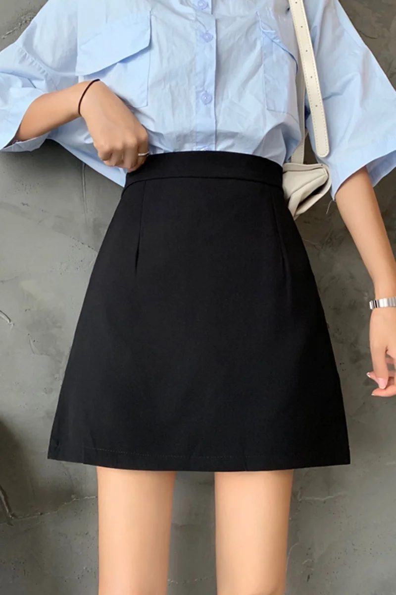 

Black high waist skirt female 2021 new Korean version of wild thin a-line skirt female temperament mini skirt