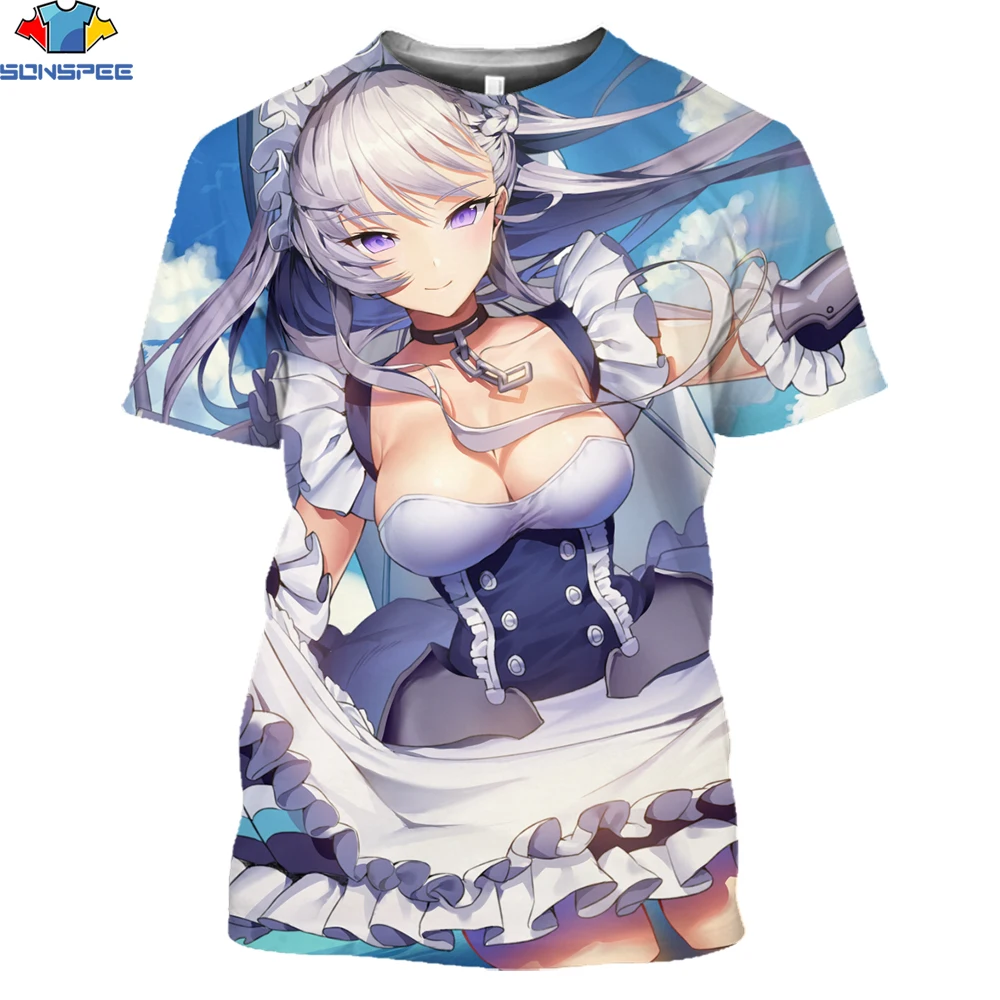

SONSPEE Anime Game 3D Printed Azur Lane Men Women T-shirt Sexy Loli Kawaii Girl Double Harajuku Harajuku Street Summer Casual