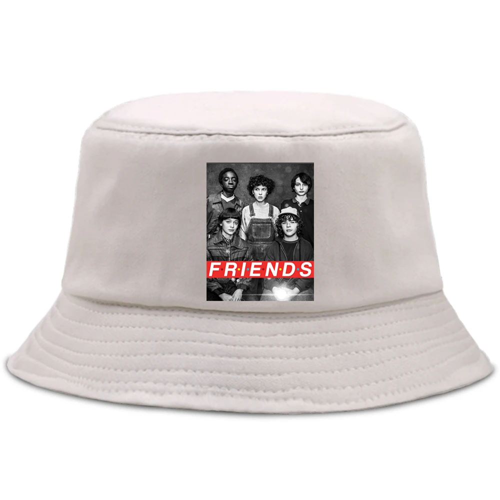 

Панама с надписью «Friends» для мужчин и женщин, складная шляпа от солнца, с незнакомыми вещами, для отдыха на открытом воздухе, летняя