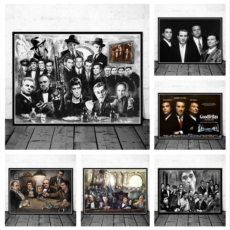 Крестный отец Scarface сопрано фильм рисунок на холсте Винтаж Плакаты и печать