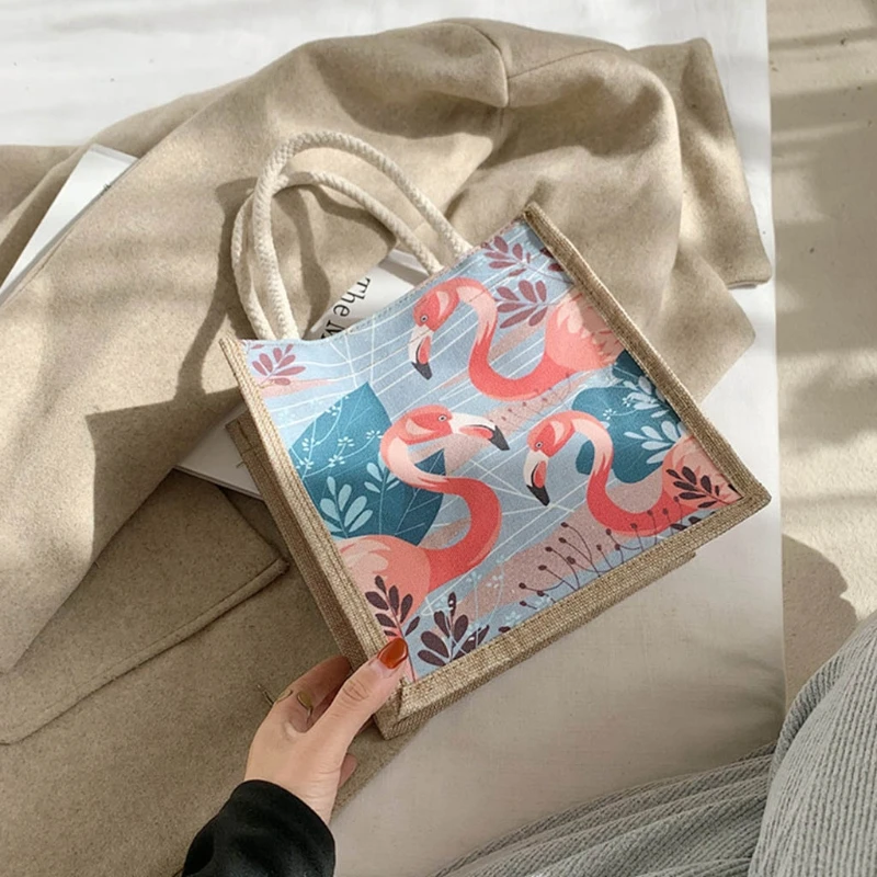 

Fashion Unisex Printed Handbag Multipurpose Tote Canvas Lunch Bag with Zipper Shopping Bags 20CA