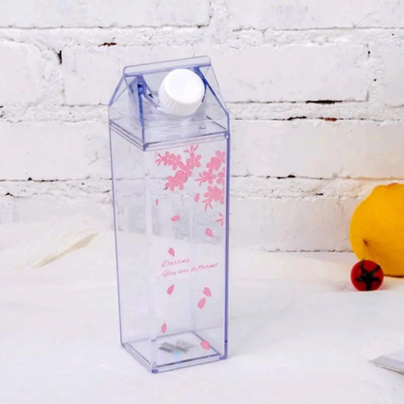 

Water Bottle Milk Storage Sakura-Print Strawberry-Print Sports Drinking Clear Cup For Home School Office