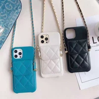 new luxury chain strap rhombus card bag case for iphone 12 mini 11 pro 7 8 plus xr xs max crossbody lanyard cover