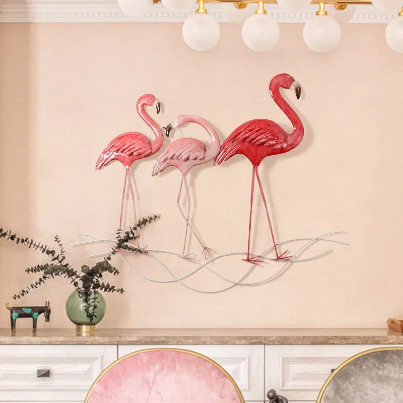 

HHT Nordic 3D Flamingo Set Wall Decoration Livingroom Mural Sofa Background Creative Porch Home Wall Hanging Decorations Pendant