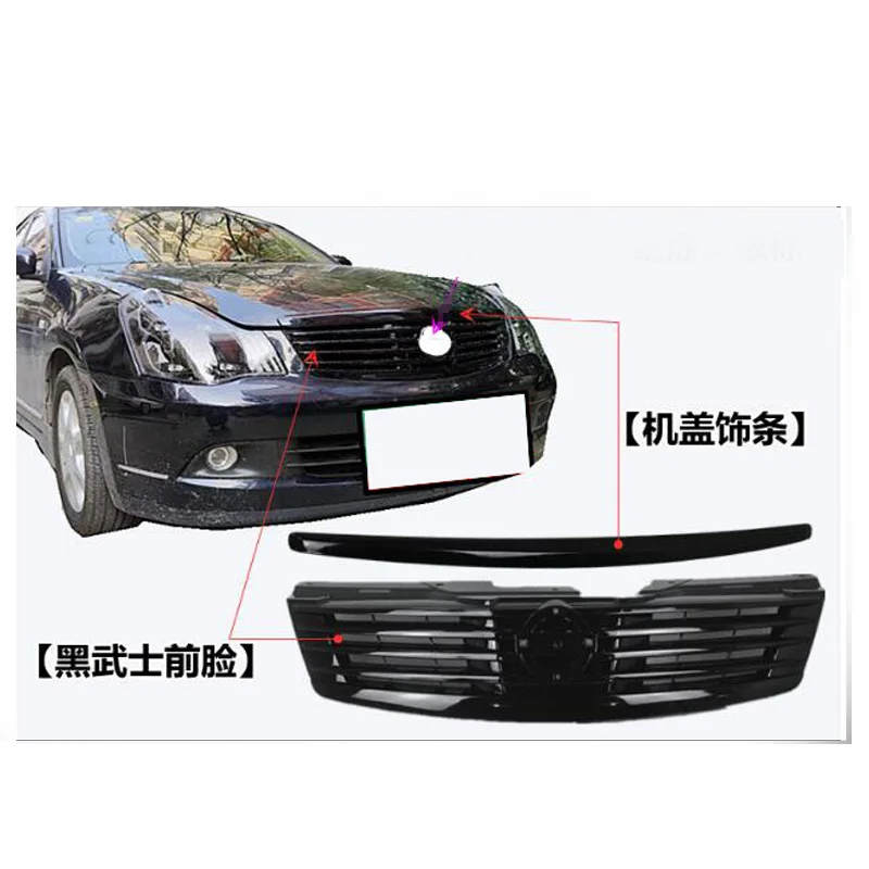 

Глянцевые черные гоночные решетки, решетка для переднего бампера автомобиля, решетка для 2006-2008 Nissan Bluebird Sylphy sentra, 2 шт.